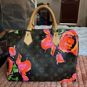 Louis Vuitton Speedy Handbag. Limited Edition Monogrammed Roses 30.